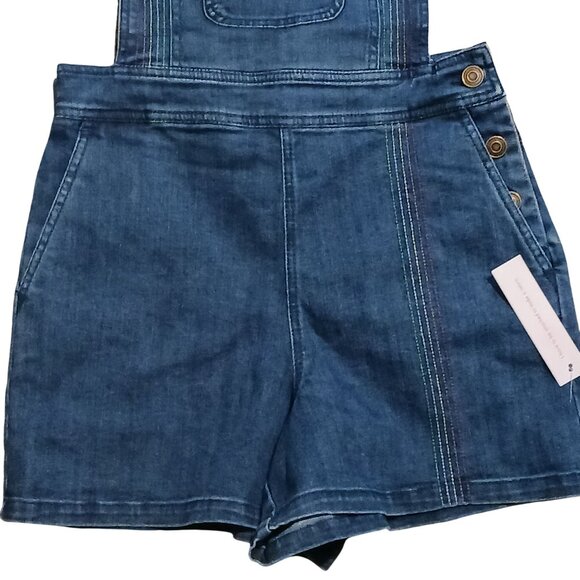 NEW Modcloth Bouncing Over The Rainbow Denim Shortalls w/ 3.5" Inseam, Size 0 - Picture 5 of 15